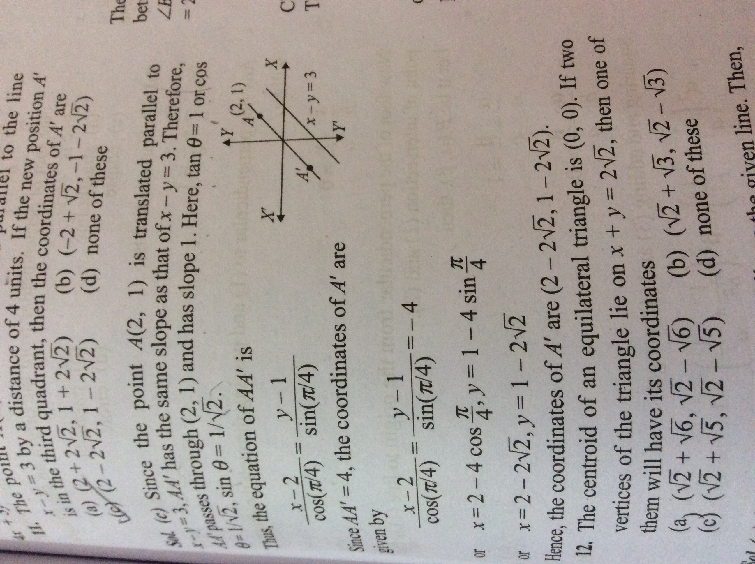 Question image for Plz answer question 12 The centroid of an equilat